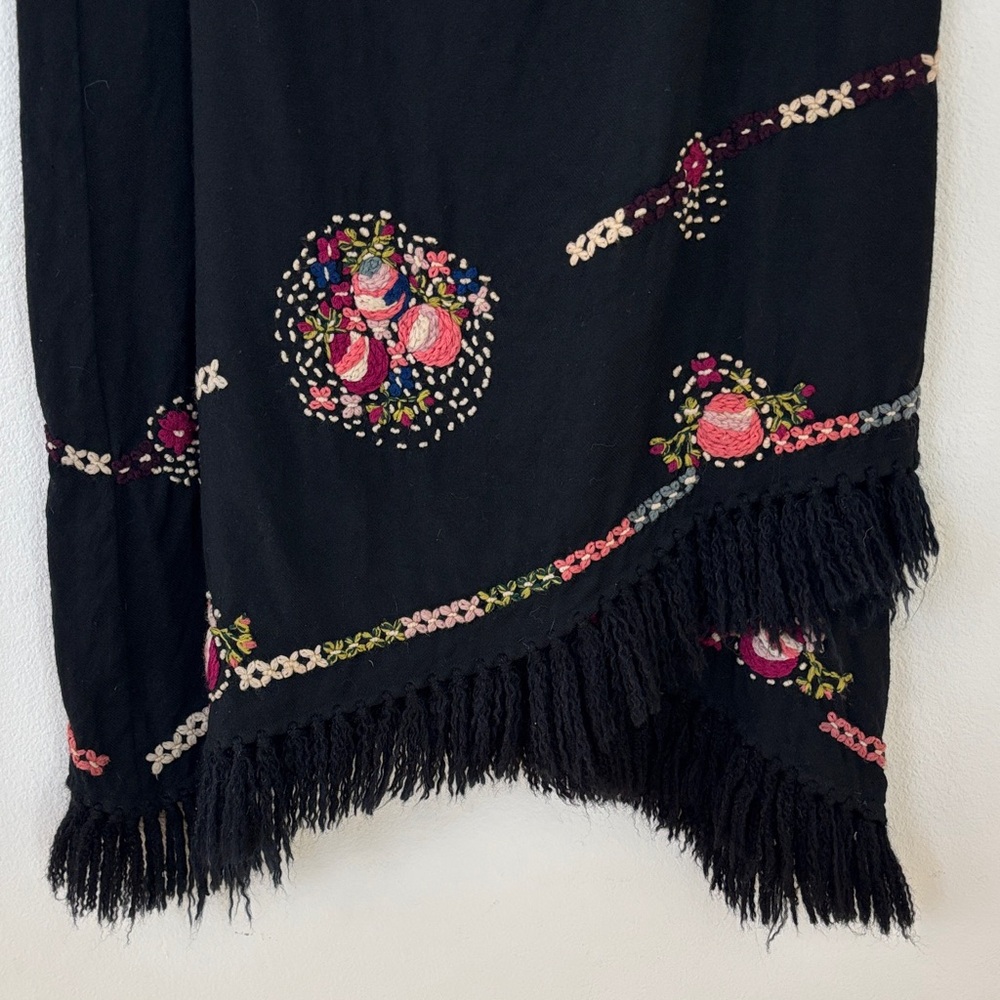 Free People Black Maxi Skirt with Pink Embroidery - Picture 6 of 7